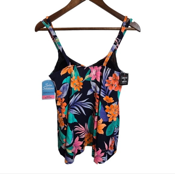 $5 ADD TO BUNDLE Swim Solutions Womens Floral Tankini Top Multicolor 8 BIN X - Picture 4 of 14
